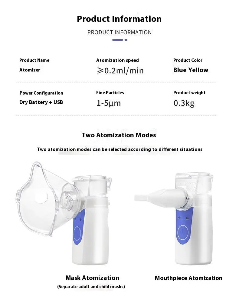 USB handheld columnar plastic nebuliser with 0.5L water tank for household humidification