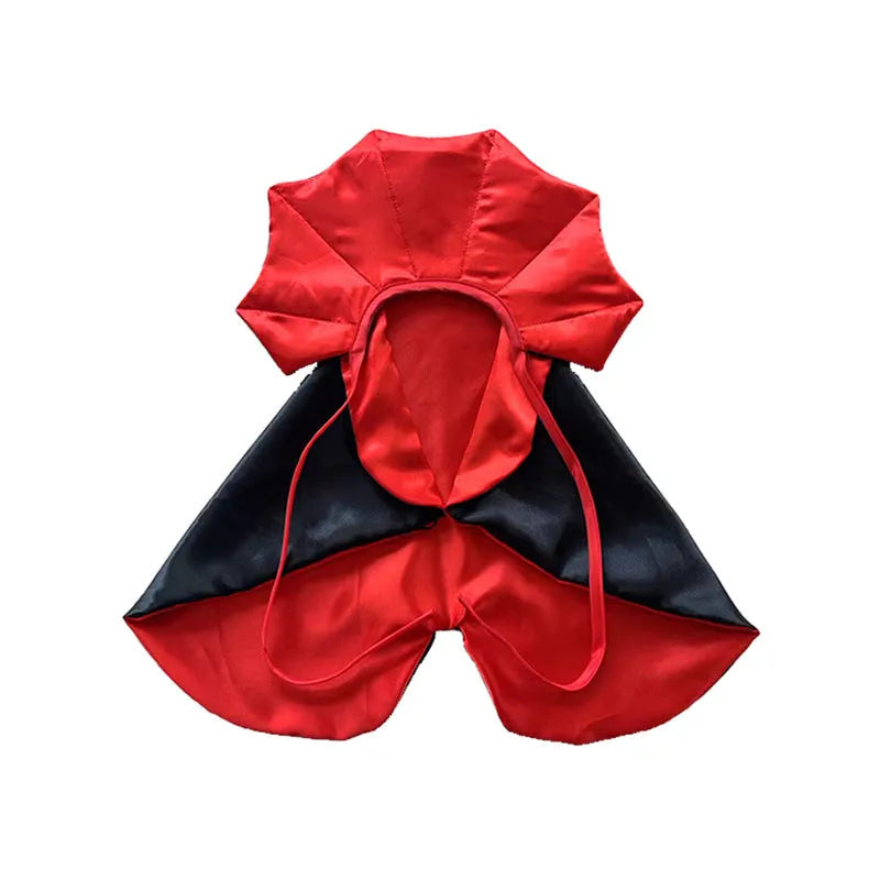Halloween bat cloak and hat set for pets in red or purple polyester