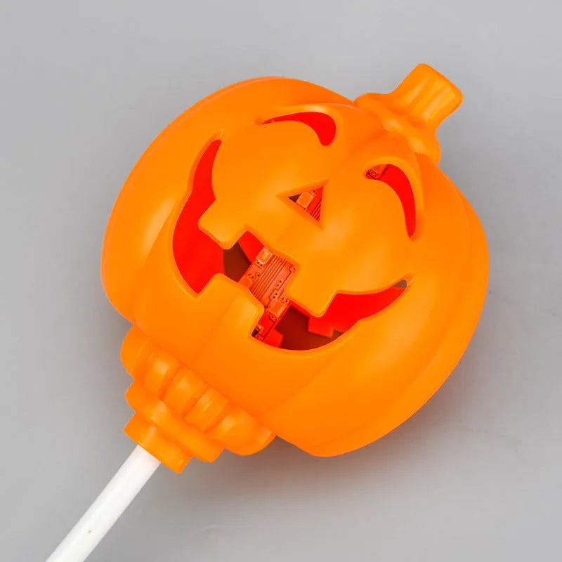 Plastic pumpkin lamp with USB charging in purple or yellow light colour option
