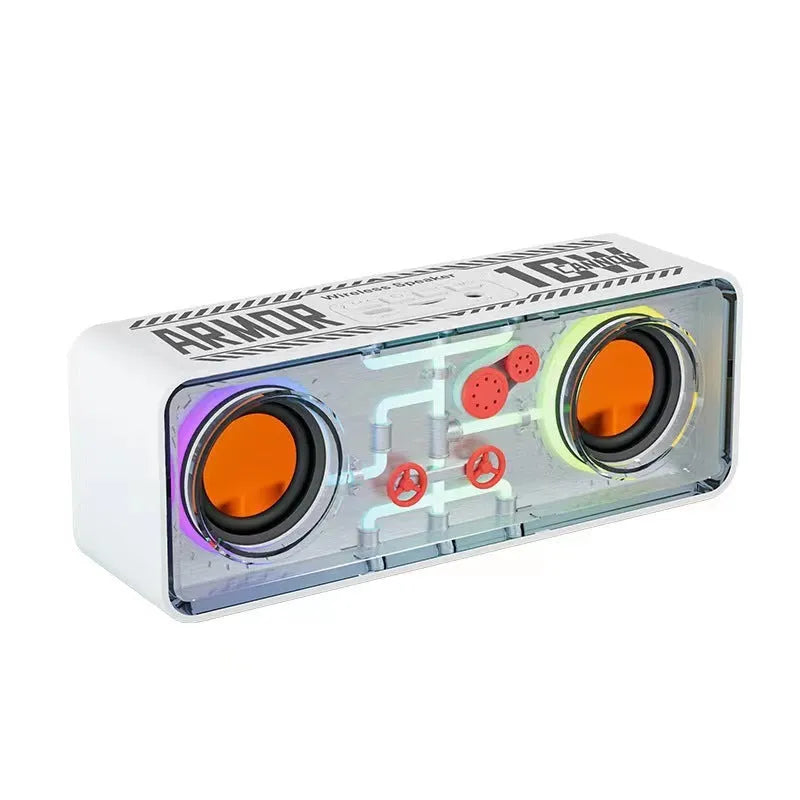 Double speaker transparent mech wireless Bluetooth speaker V5.3 with dual 40mm drivers and 1500mAh battery