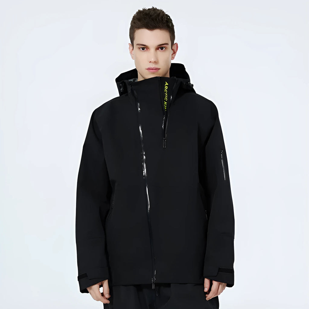 Thin double-plate ski suit for men and women in black, grey, yellow, or liner colours