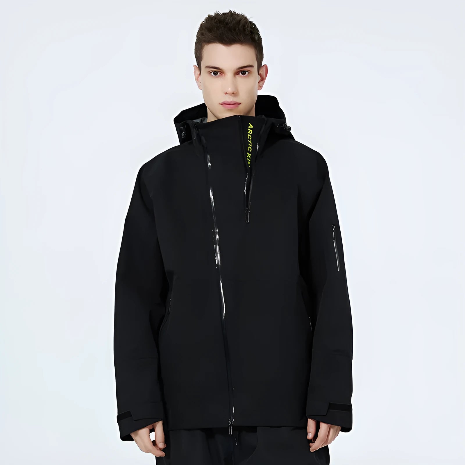 Thin double-plate ski suit for men and women in black, grey, yellow, or liner colours