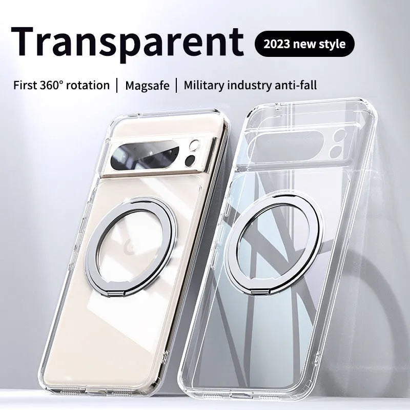 Magnetic 360 rotating bracket phone case for Google Pixel 8 Pro in matte black