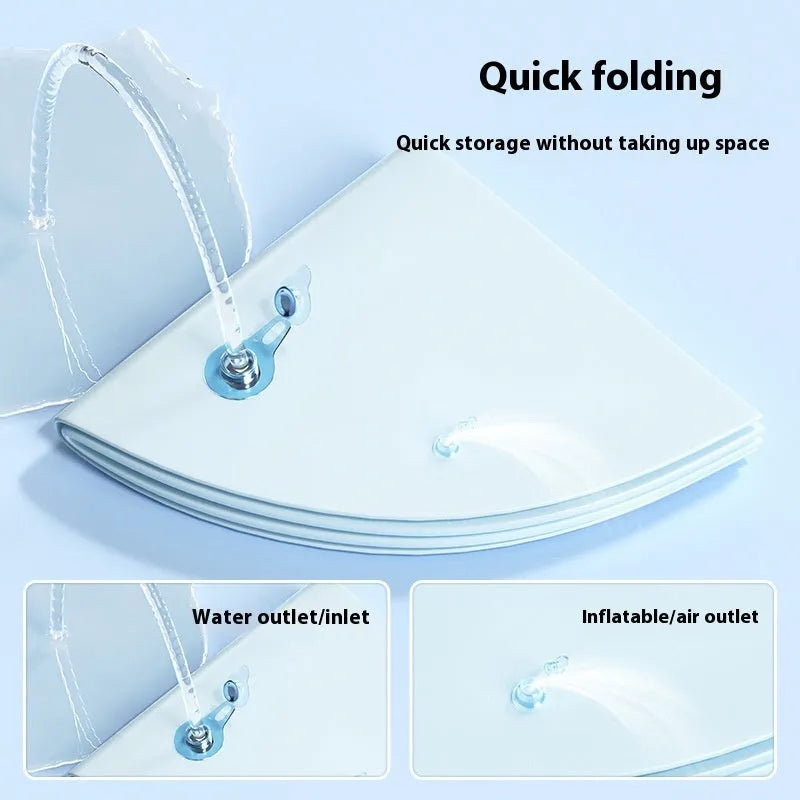PVC inflatable water bed for cats in 100cm or 65cm sizes with aquatic graphics.