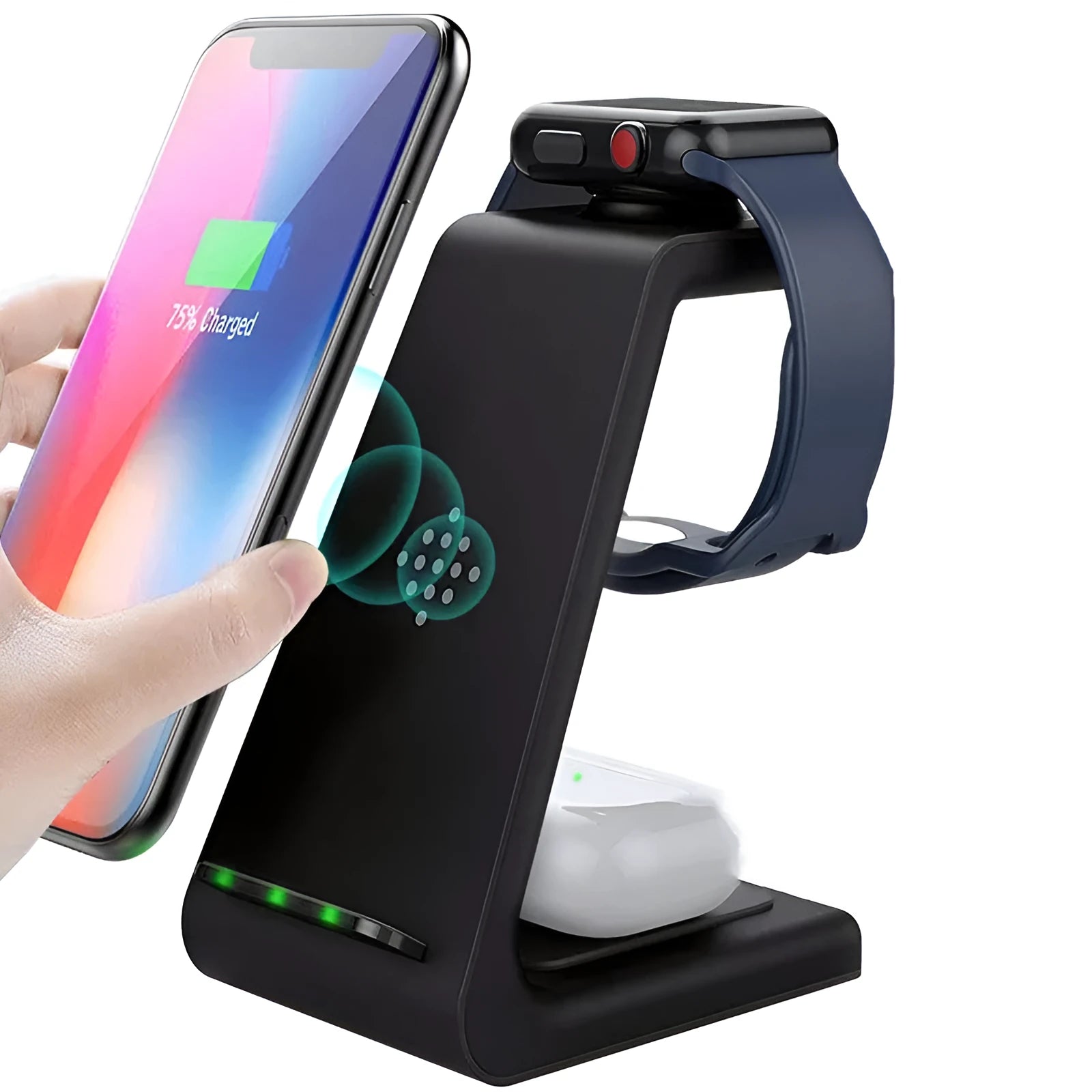 T3 wireless charging pad for iPhone 12 XS Max in black white or grey colour with optional adapter plugs