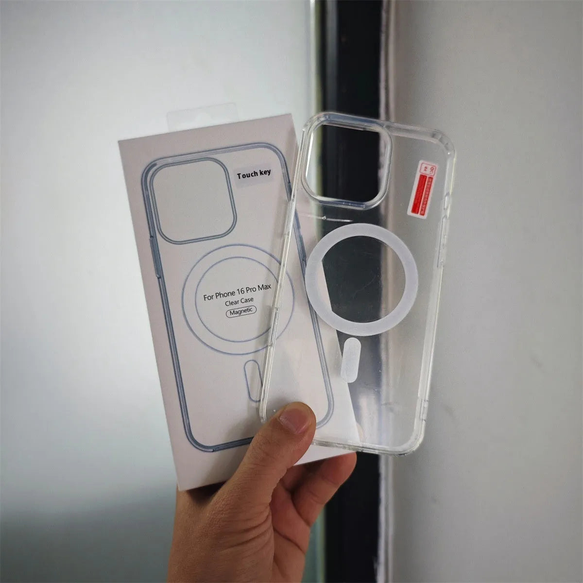 Transparent TPU PC phone case with invisible bracket for iPhone16 Pro front view
