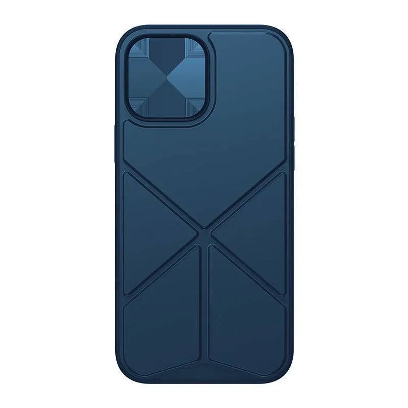 Black and blue TPU protective case for iPhone 13 series on a white background.