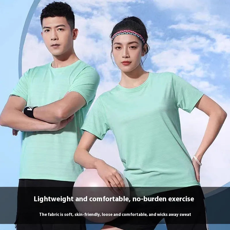 Crystal silk quick-drying T-shirt in spandex fabric showing solid colour options