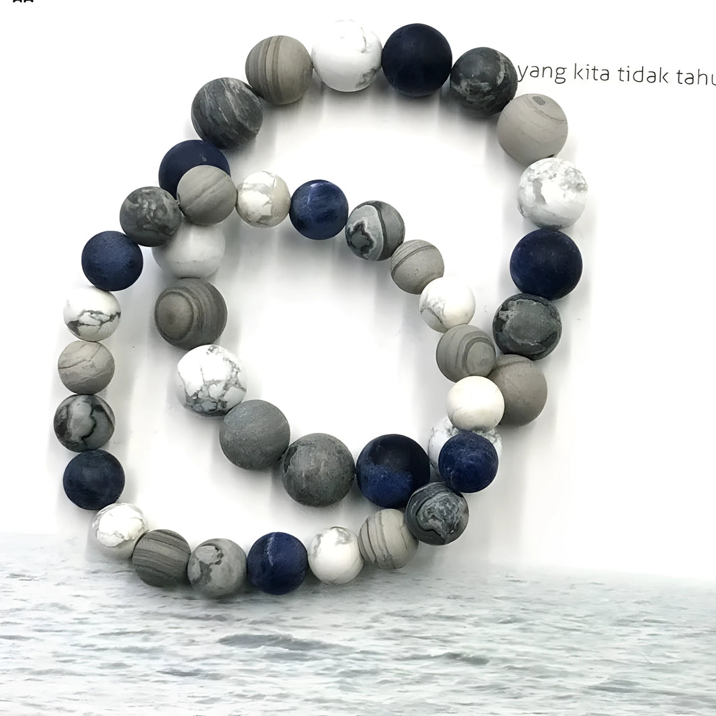 Handmade planet stone bracelet with universe wind pattern and starry design in U-shape