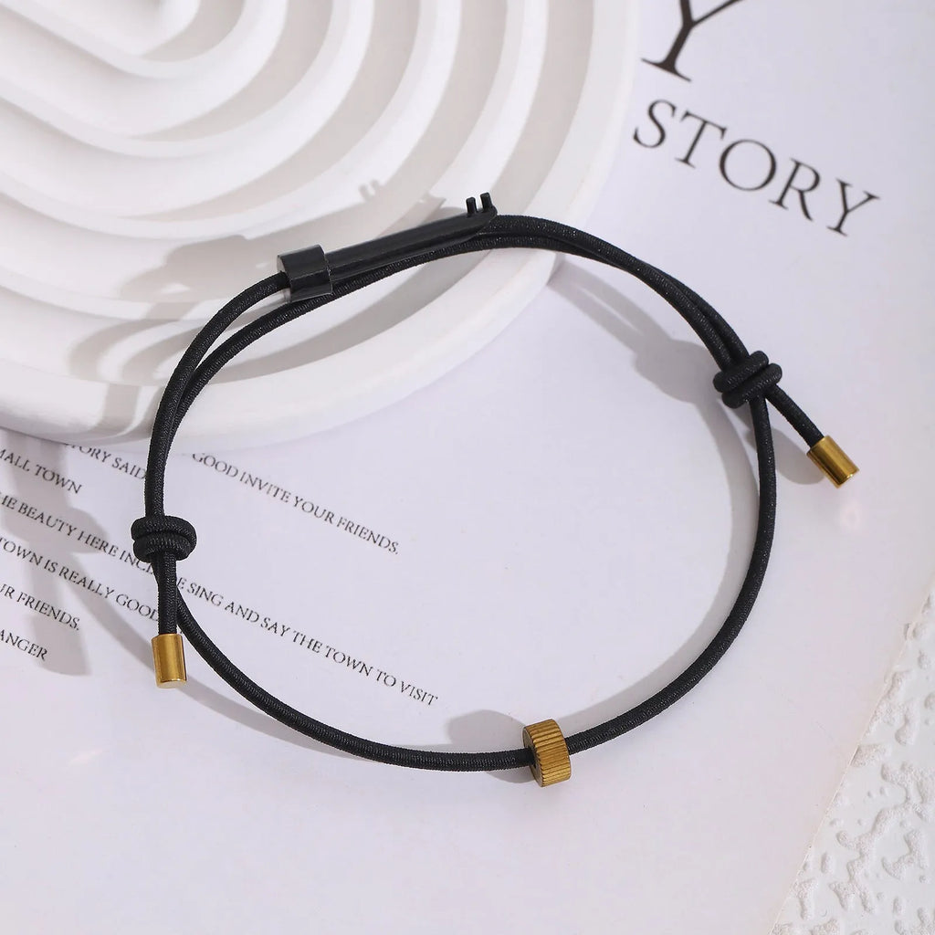 Tungsten carbide adjustable escape bracelet on wrist, geometric style, black finish