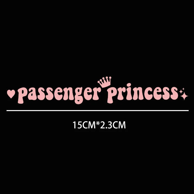 Passenger princess car sticker for rearview mirror in black, white, laser and pink colours