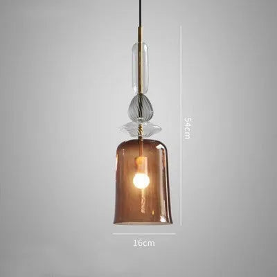 Glass bar counter chandelier with macaron candy design and adjustable height