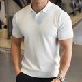 Men's slim fit button-down Henry collar sports polo shirt in solid colours