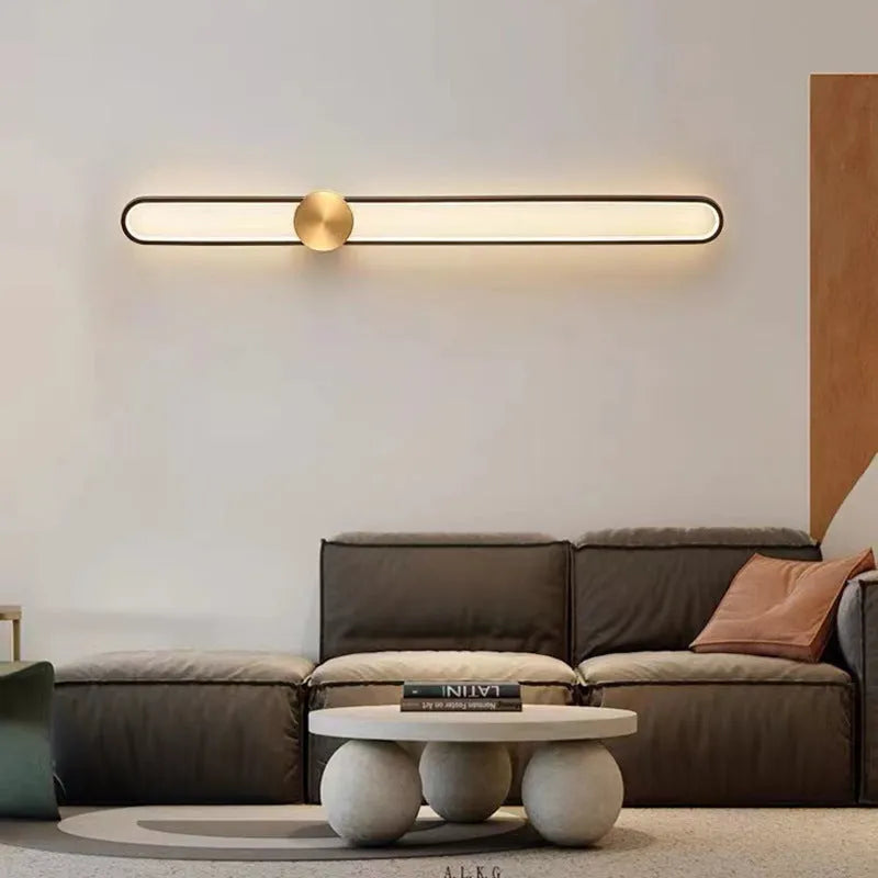 Modern minimalist circular wall lamp with iron shade in black or gold finish options