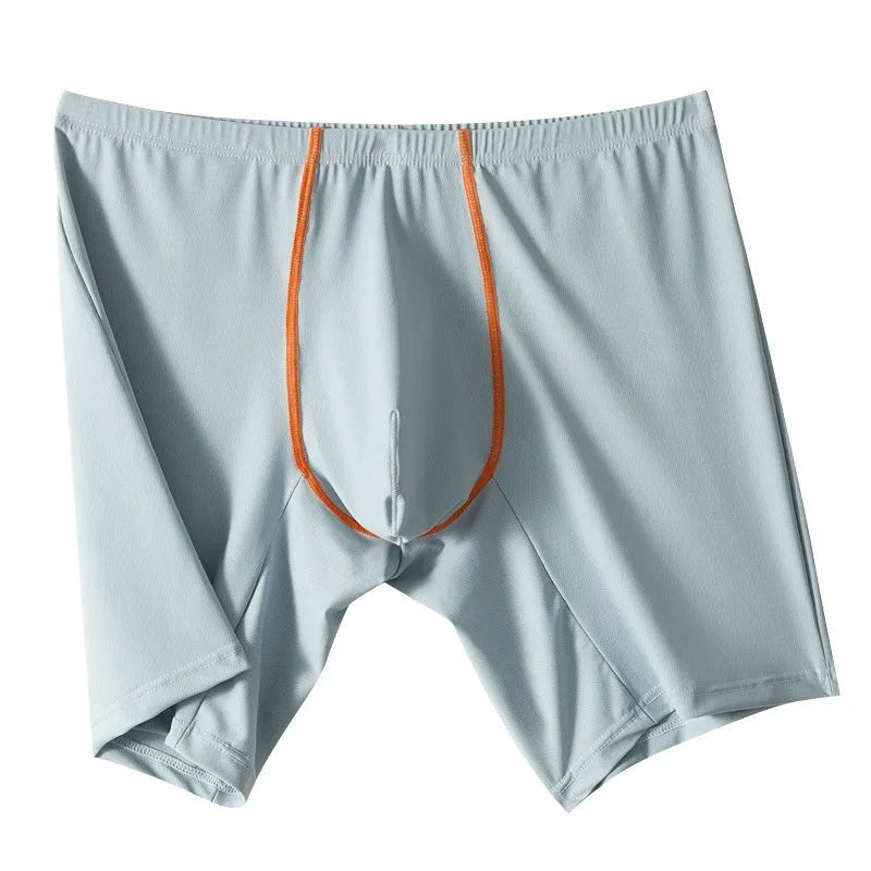 Men's ice silk boxer shorts with mid-waist design and U convex front in various colour options
