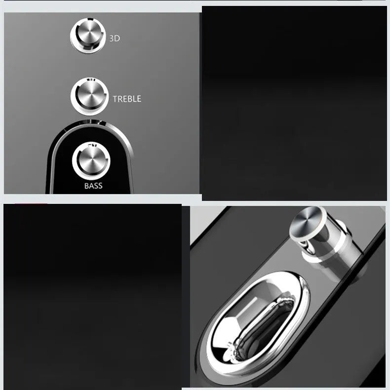 Mini black and white USB-powered 2.1 computer speaker system with subwoofer on a desktop.