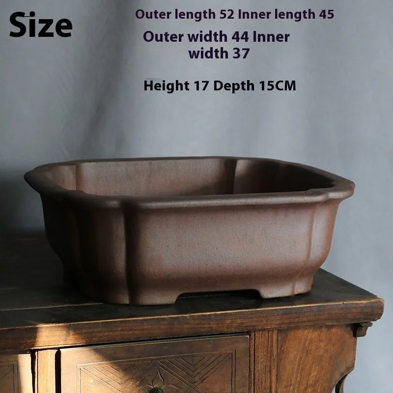 Purple sand rectangular floor-standing bonsai pot in modern minimalist style