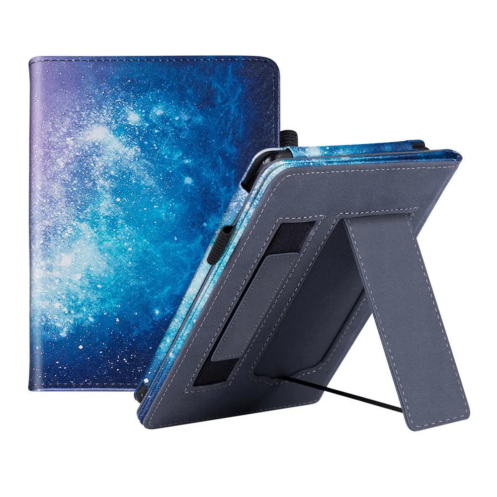 Kindle Paperwhite 11 leather case with attached wrist splint bracket in a choice of colours.