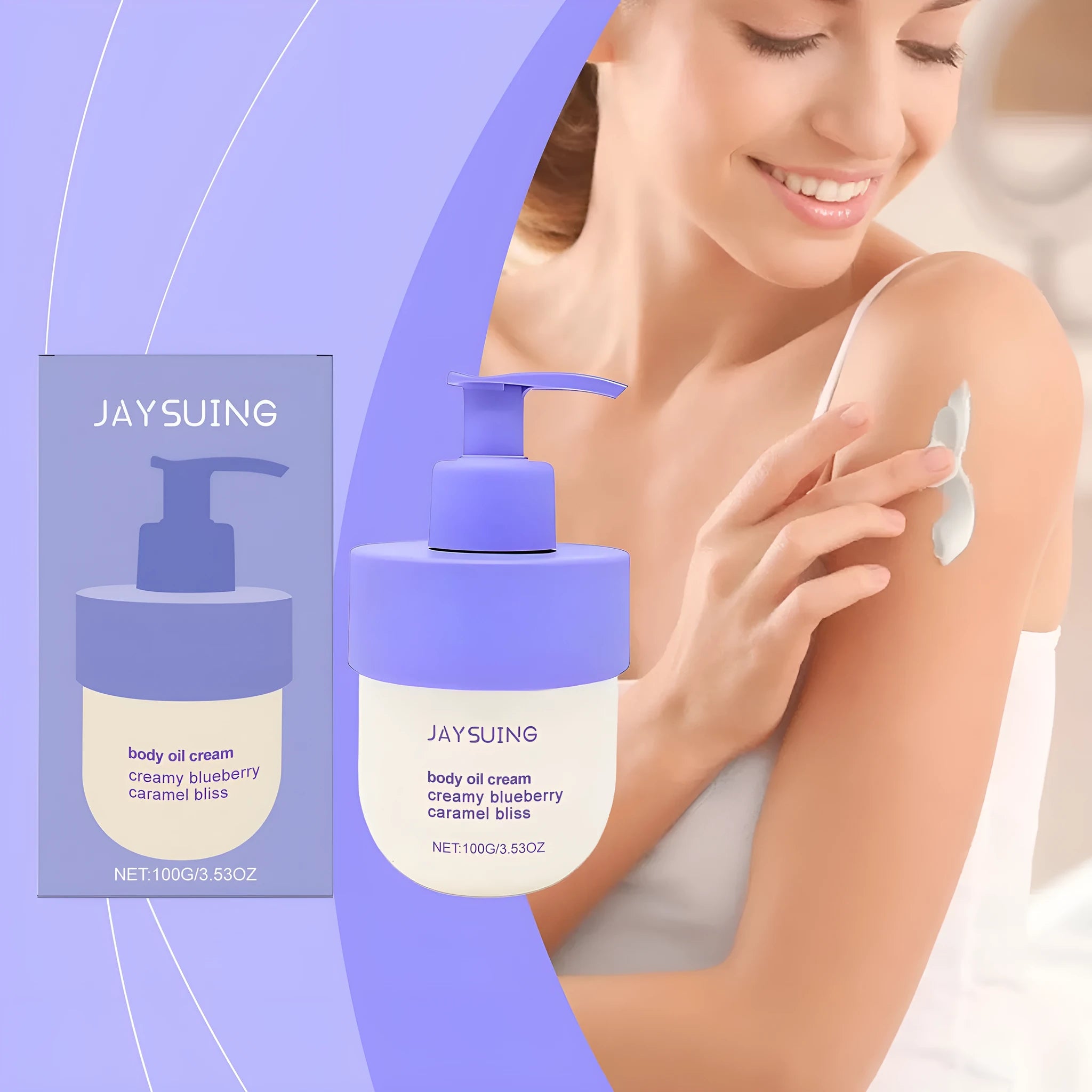 Blueberry caramel body cream in 114g jar with natural extract formulation
