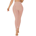 Women's high-waist seamless yoga trousers in nylon, shown in black, mint, lavender, and peach.
