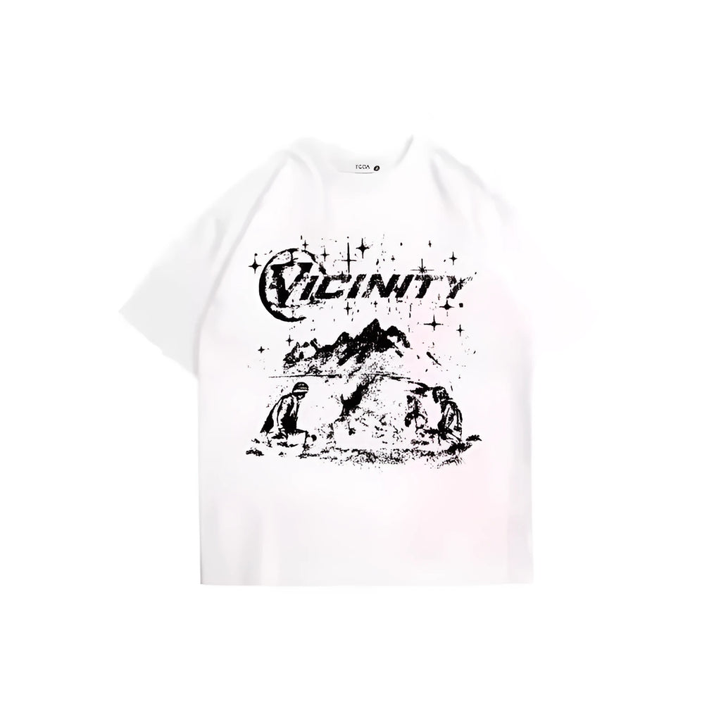 Men's black T-shirt with a colourful retro hip hop graphic print on the front.