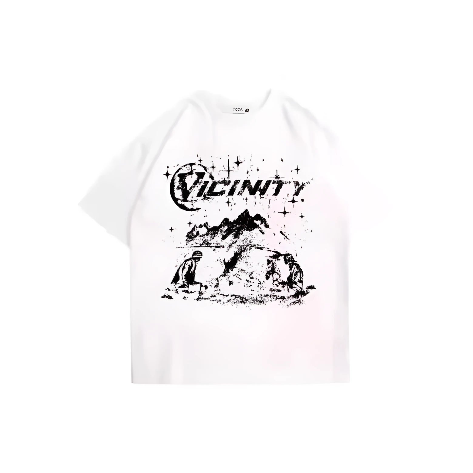 Men's black T-shirt with a colourful retro hip hop graphic print on the front.