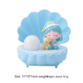 Resin table night light with shell star design and cartoon character in chosen colour option