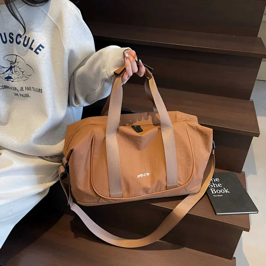 Oxford cloth one shoulder crossbody bag in milky white colour with adjustable strap