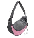 Mesh fabric pet carrier sling bag with single shoulder strap, shown in assorted colours.