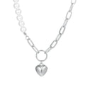 Love alloy clavicle chain for women handmade imitation pearl heart shape pendant with tassel on adjustable chain