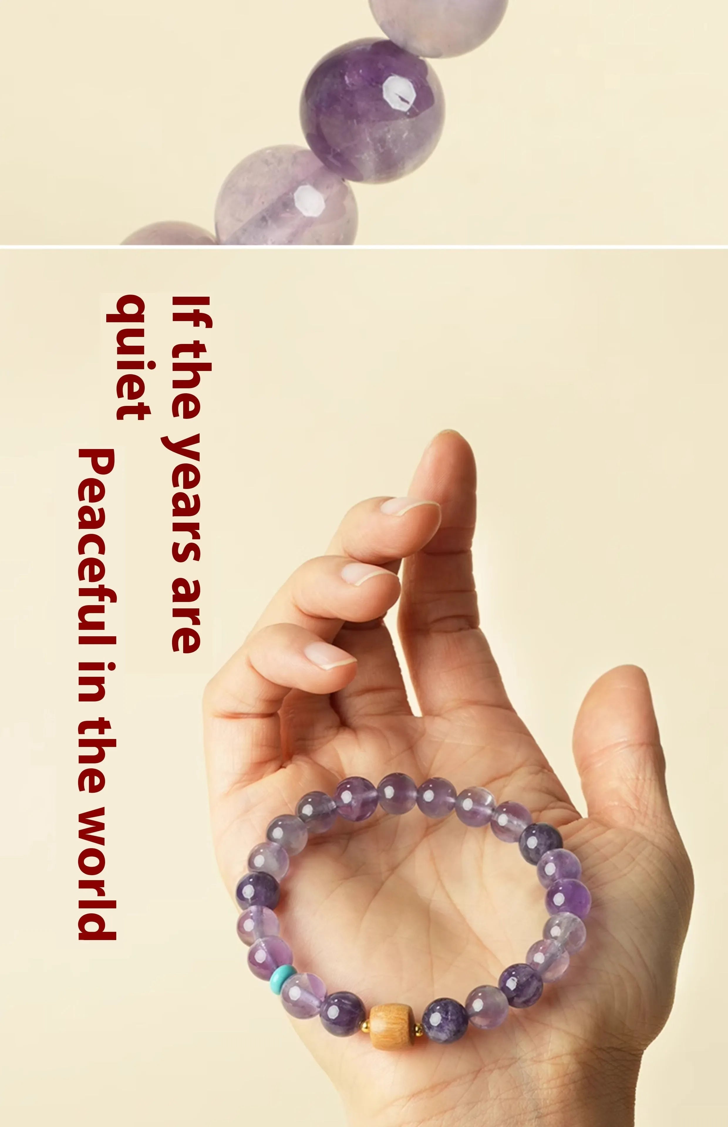 Purple amethyst crystal bracelet for women, showing 6mm and 8mm bead size options.