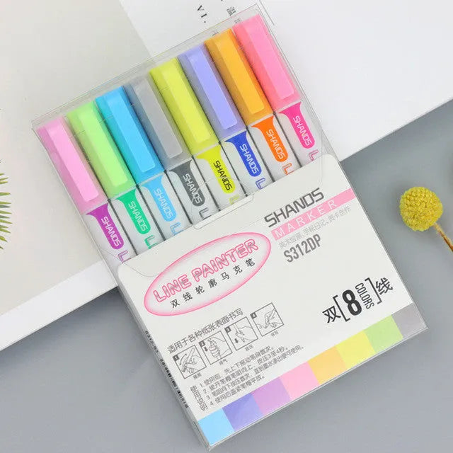 Set of acrylic paint marker pens for DIY on fabric, metal, glass, wood, and plastic surfaces.