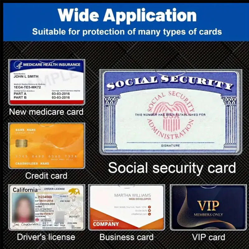 Transparent PVC ID card holder protecting social security card