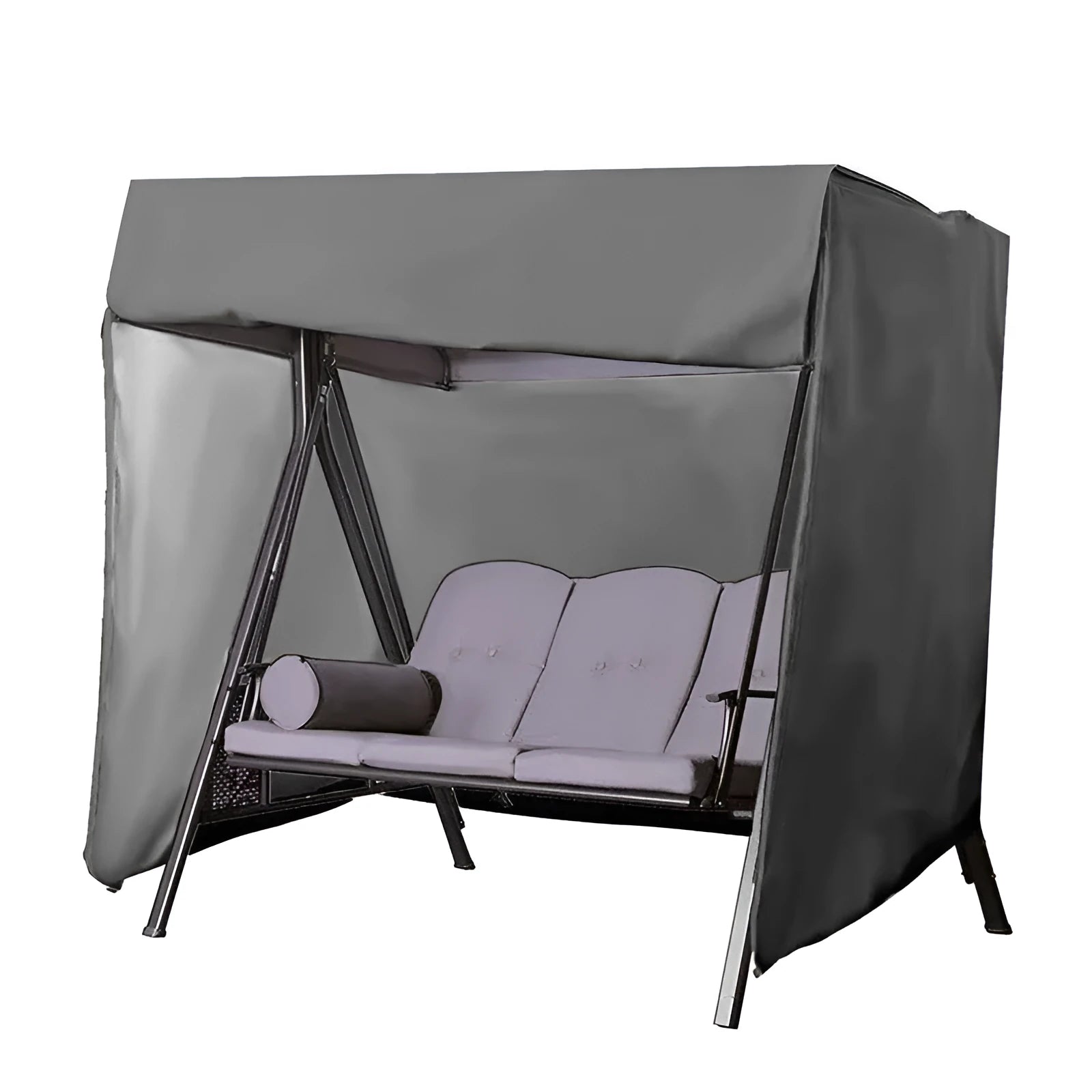 Outdoor double swing hanging basket rattan chair cover in black 420D Oxford fabric, size 220x125x170cm