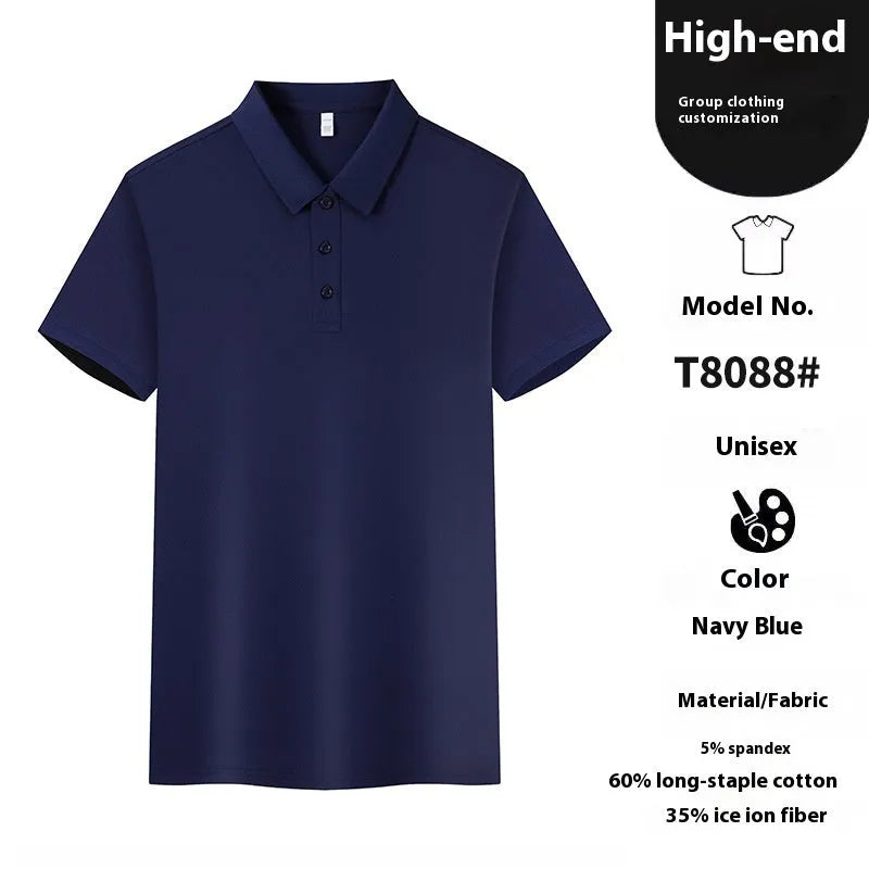 Men's short sleeve polo t-shirt in cotton spandex blend, shown in Aerospace Blue colour.