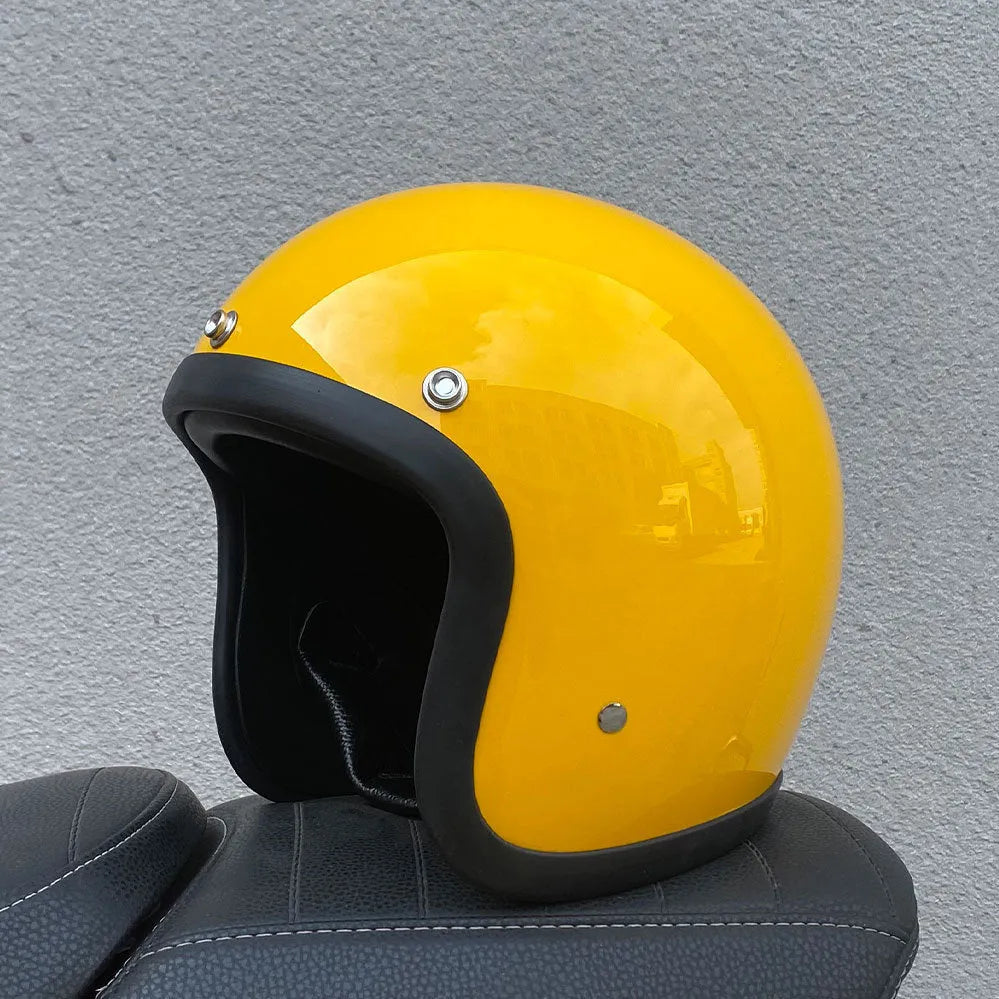 Retro-style fibreglass half helmet for motorcycle commuting in cement grey colour