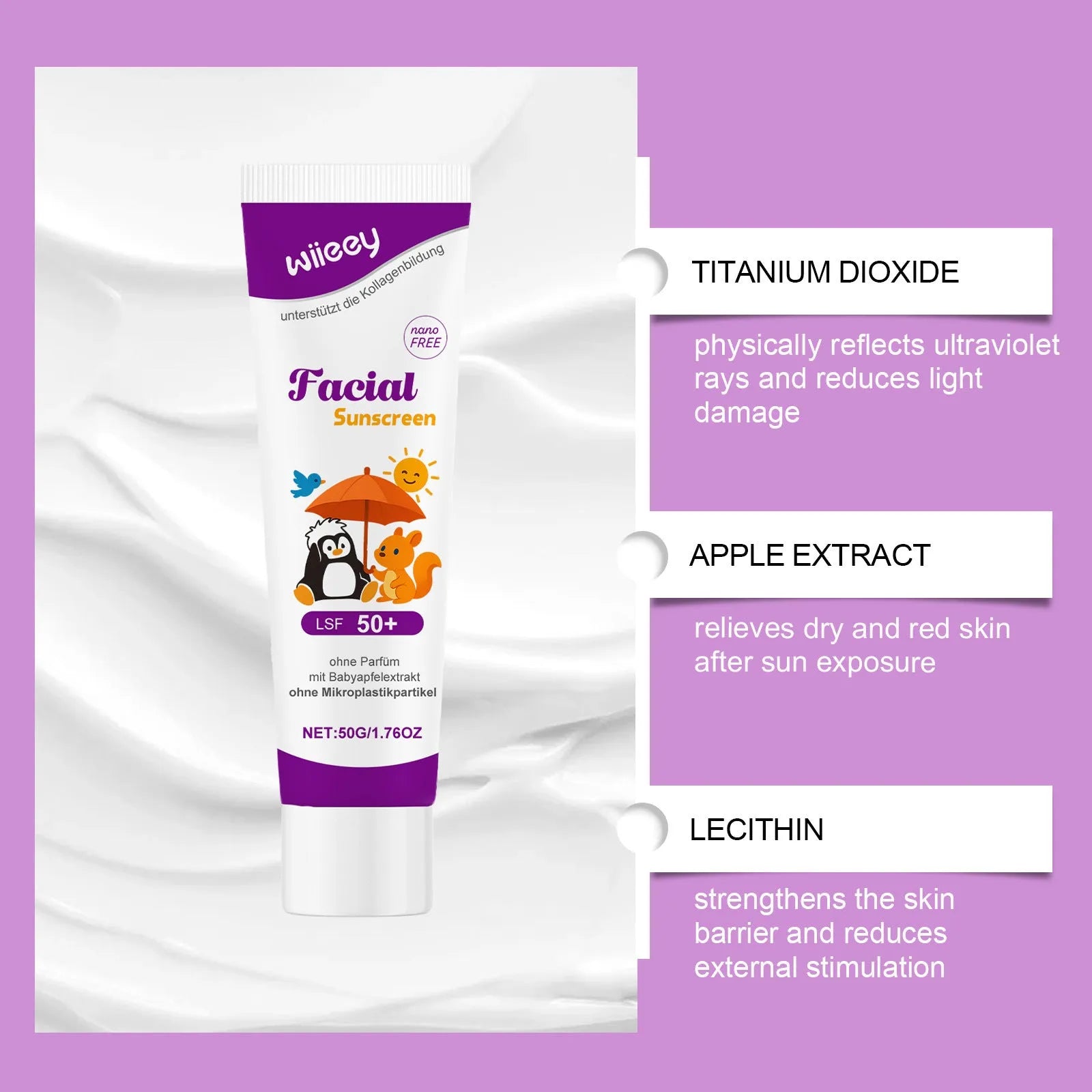 50g sunscreen cream for summer outdoor protection with titanium dioxide