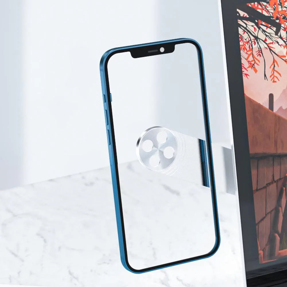 Black magnetic laptop phone holder attached to computer monitor with smartphone mounted