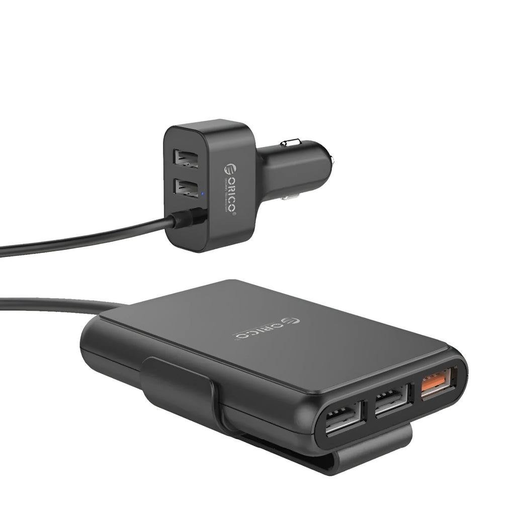 ORICO 5 port 52W QC3.0 car charger with fireproof PC ABS housing black