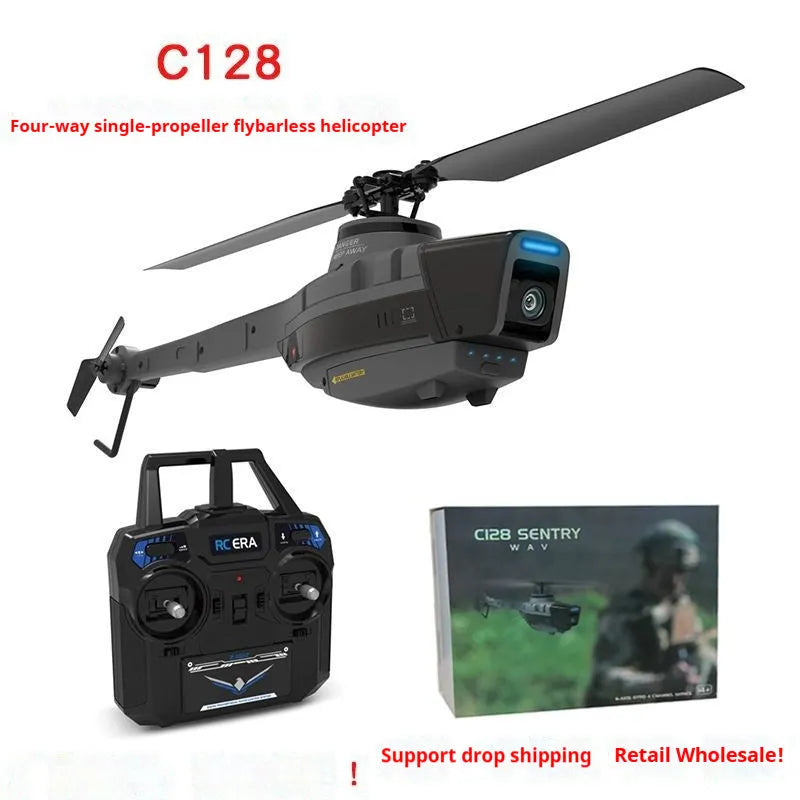 Black Bee UAV gray black remote control helicopter with four-way single paddle, PA/PC material, 80-100m range
