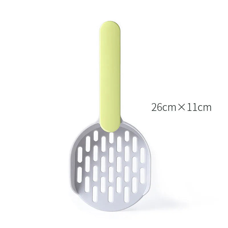 Blue plastic cat litter shovel for cleaning cat toilet litter boxes, measuring 26.6cm long