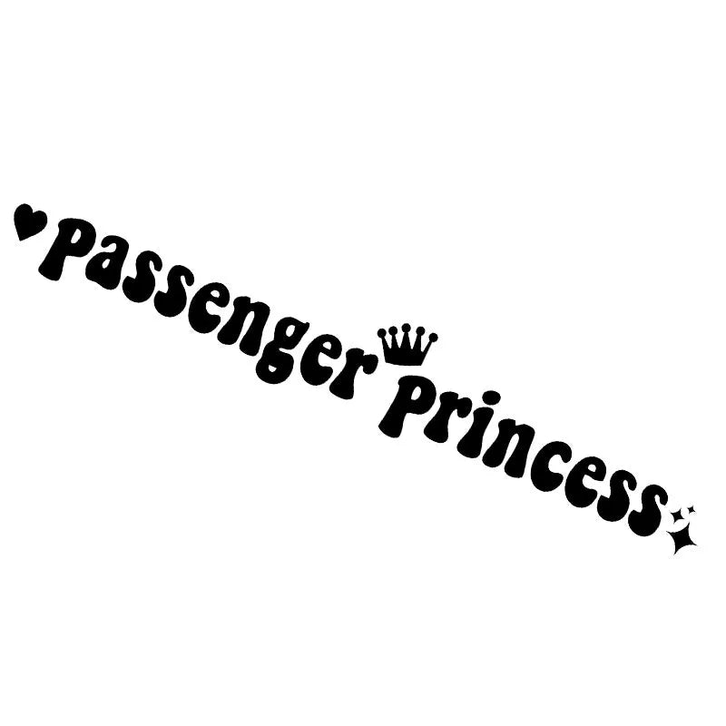 Passenger princess car sticker for rearview mirror in black, white, laser and pink colours