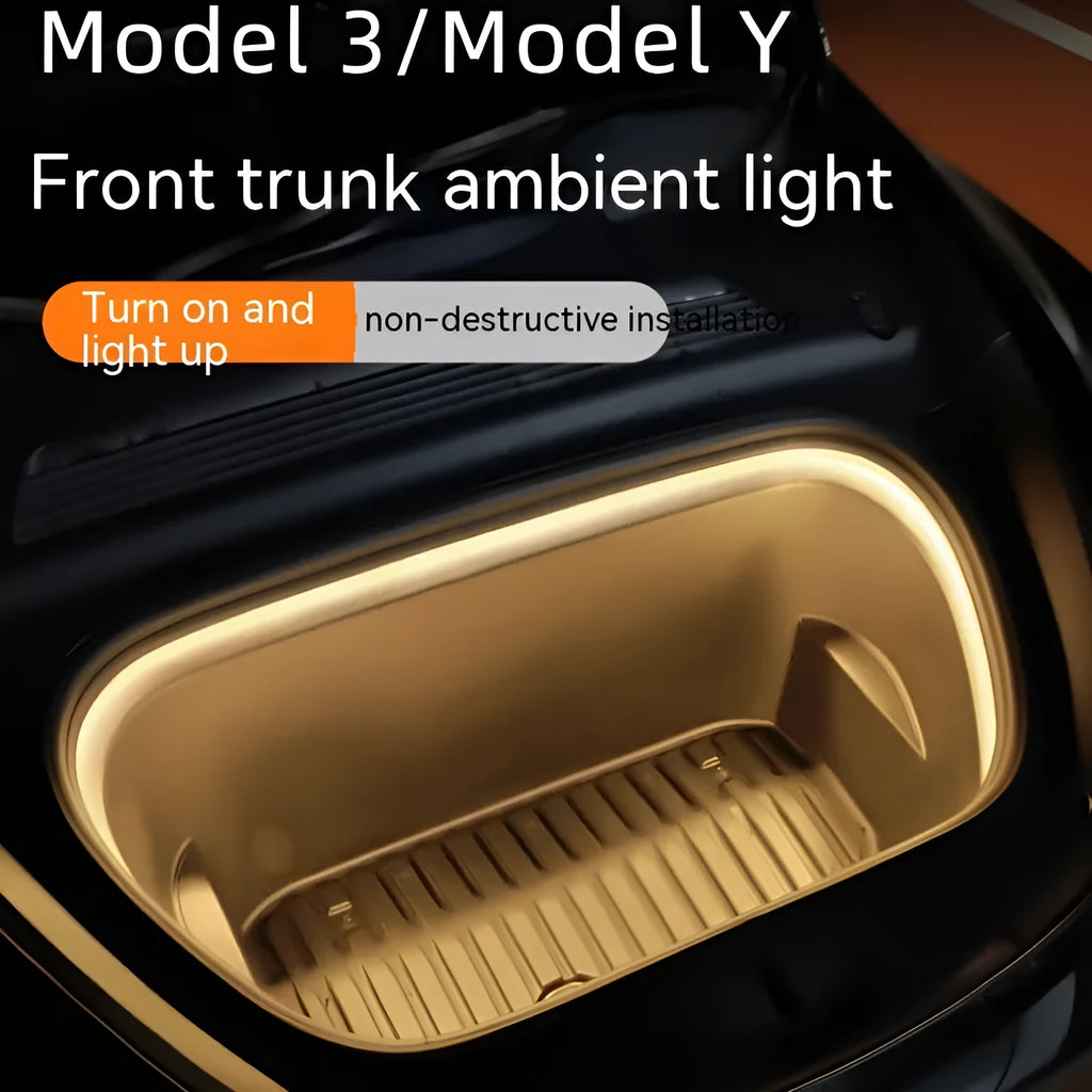 Tesla Model 3/Y front backup box ambience lighting kit with soft silicone light bar in three colour options
