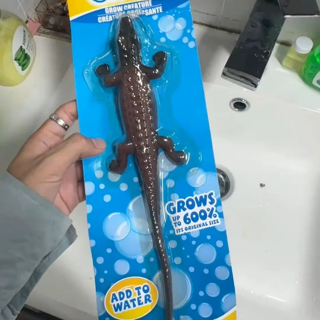 Novelty bubble big bead toy in crocodile shape expands when soaked in water