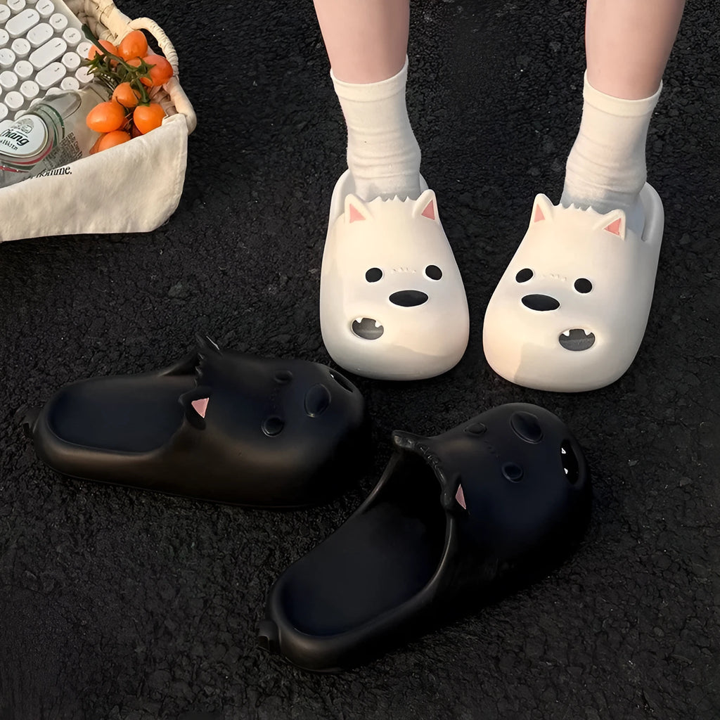 White Puppy Slippers women's toe cap sandals with EVA construction