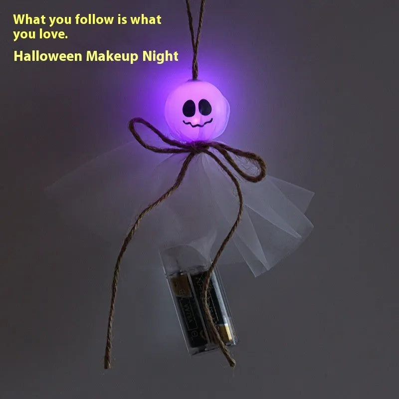 Halloween ghost LED lantern chain with 20 colourful battery-powered lights for haunted venue decoration