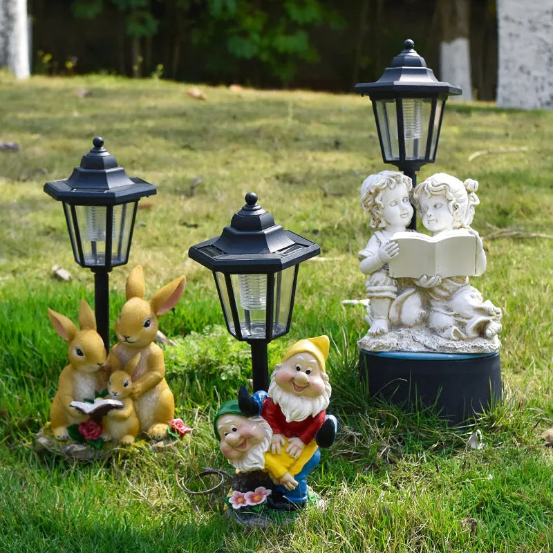 Solar hexagonal garden lamp with American country style design options