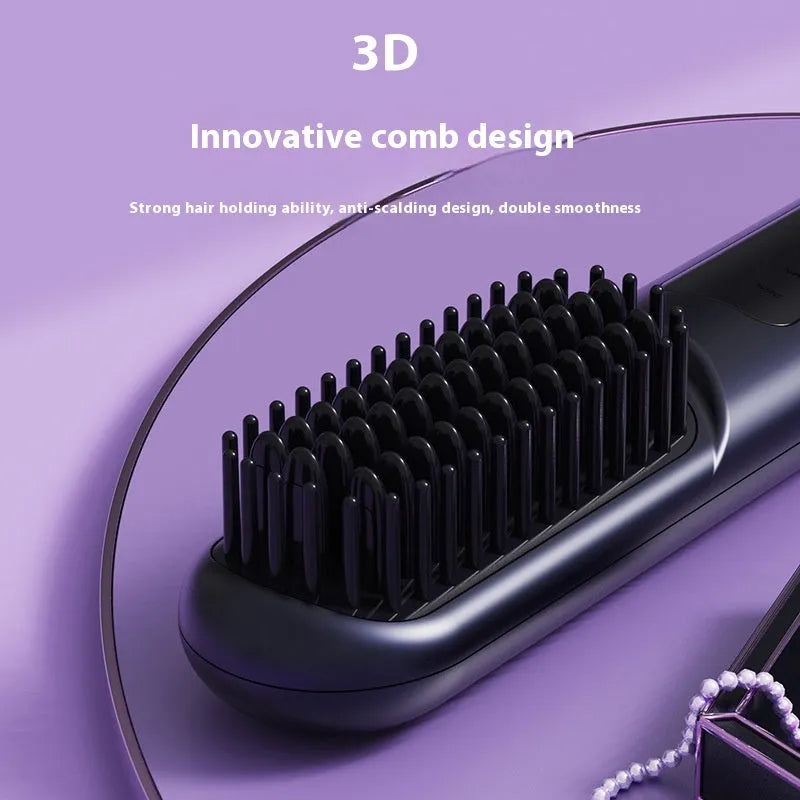 Portable USB-C rechargeable negative ion hair comb in blue, grey, or white.