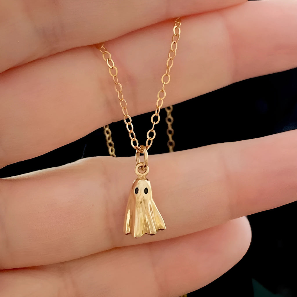 Ghost pendant fashion necklace with titanium steel pendant on a choice of stainless steel twisted chains.