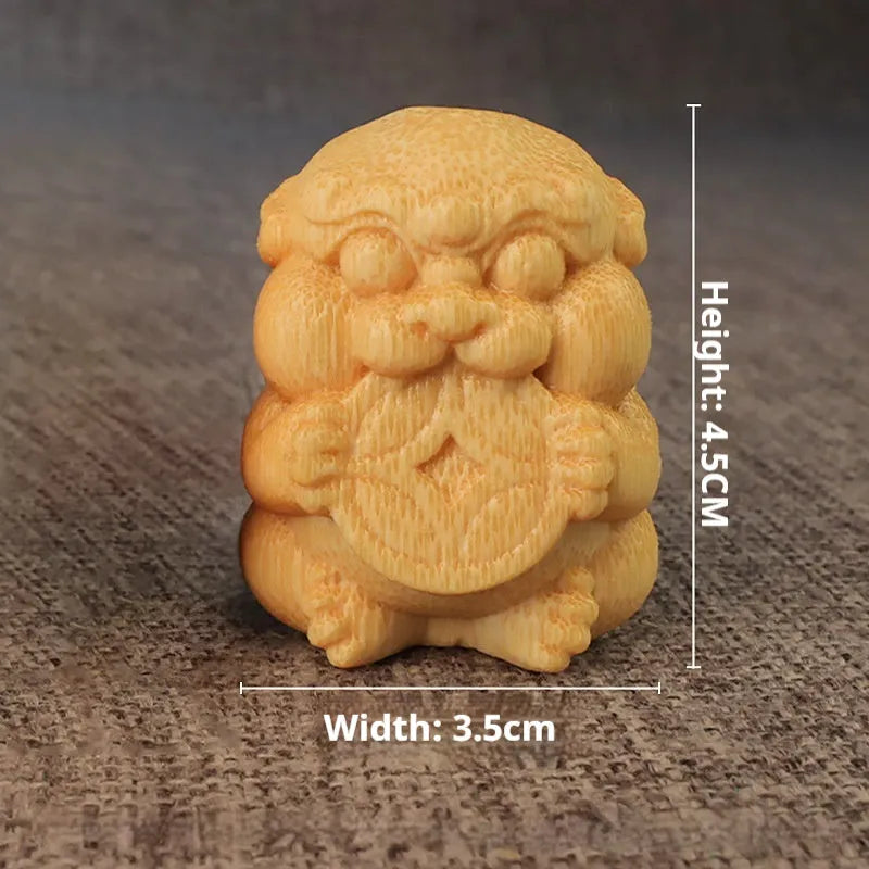 Solid bamboo Take Money symbol carving ornament 4.5cm tall
